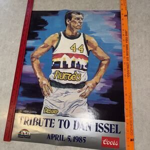 Vtg Denver Nuggets tribute Dan Issel 1985 poster 23” x 18” Coors NBA Basketball